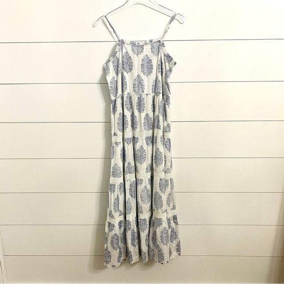 Masalababy New Floral Maxi Sundress w/ Metallic Threading in Blue & White - Picture 2 of 15
